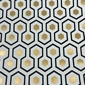 Cole & Son Hicks’ Hexagon Wallpaper 66/8056 Black & Gold Hexagon Sample Remnant